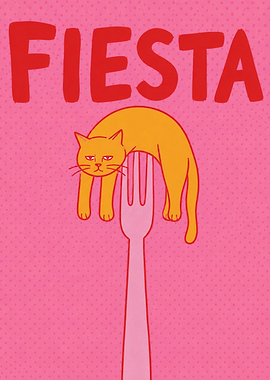 Cat on a Fork with Fiesta Text