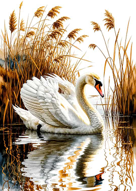 Graceful Swan Lake Art