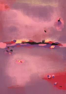 Abstract Pink and Purple Landscape