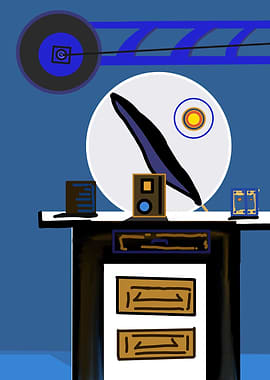 Abstract futuristic desk setup