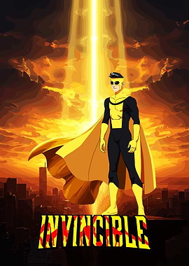 Invincible Superhero in Cityscape