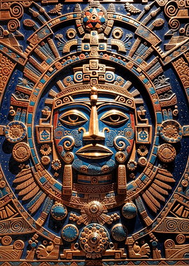 Ancient Sun God - Golden Mesoamerican Relic
