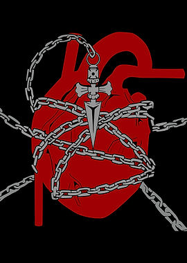 Chained Heart with Dagger Pendant