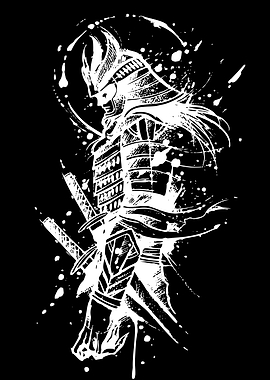 Samurai Warrior Ink Splatter Art