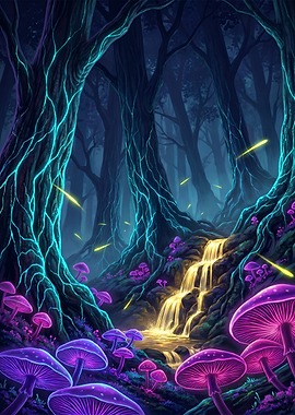 Enchanted Forest with Glowing Mushrooms