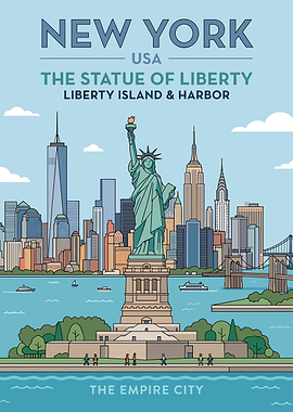 New York City Skyline with Statue of Liberty