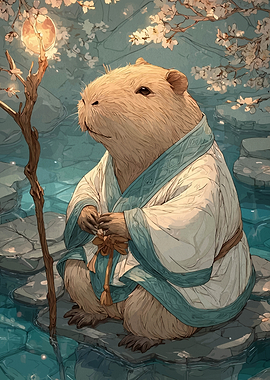Capybara in Traditional Japanese Robe