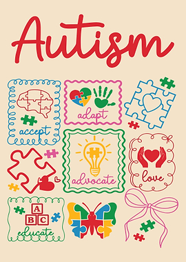 Autism Awareness Puzzle Art Illustration – Colorful Inspirational Wall Art Poster