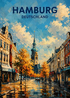 Hamburg Deutschland Autumn Street Scene