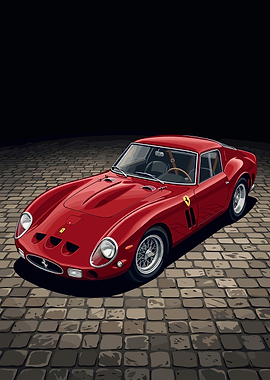 Red Ferrari 250 GTO on Cobblestones
