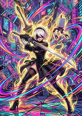 2B with Pod and Swords
