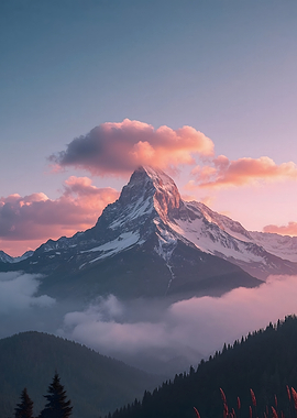 Majestic Mountain Peak at Sunset