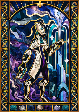 Stained Glass Robot Art