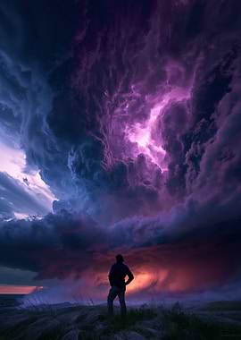 Man Watching Supercell Storm