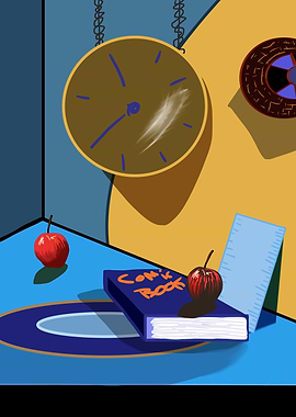 Still life with apples and comic book