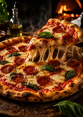 Steaming Pepperoni Pizza Slice