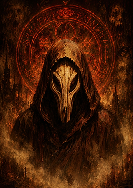 Mysterious Hooded Figure with Occult Symbol
