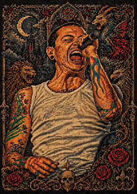 Chester Bennington Singing with Gothic Elements