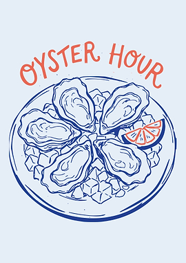 Oyster Hour – Vintage Seafood Kitchen Wall Art Coastal Food Poster