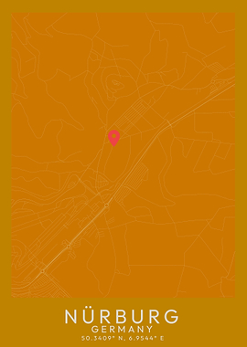 Nürburg Germany Map Poster