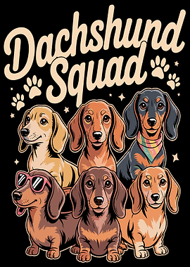 Dachshund Squad with Sunglasses