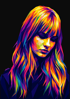 Colorful Geometric Portrait of a Woman