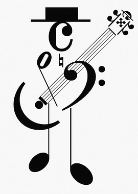 Musical Note Character Playing Guitar