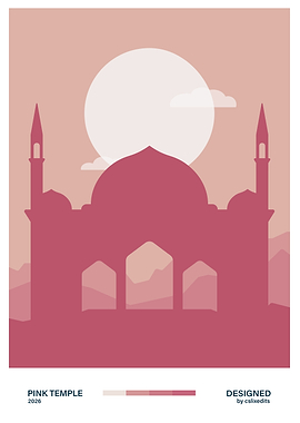 Pink Temple Minimalist Landscape