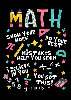Colorful Math Classroom Poster Wall Art Motivational Teacher Decor