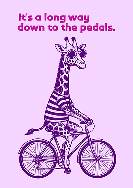Giraffe riding a bicycle