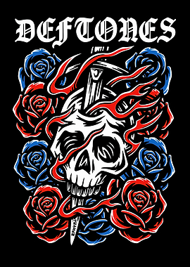 Deftones Skull and Roses Artwork