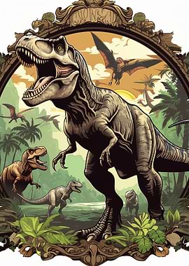 Dinosaur Jungle Scene