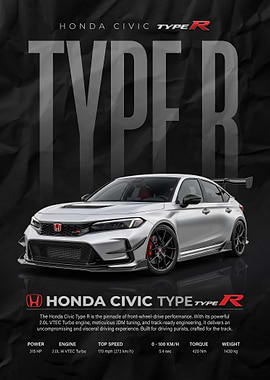 A sleek Honda Civic Type R Poster