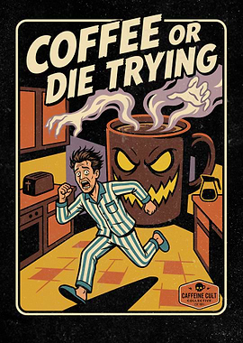 Coffee or Die Trying Vintage Poster