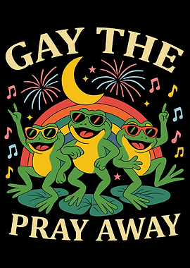 Gay Frogs Dancing with Rainbow