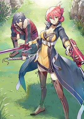 characters with swords and gun