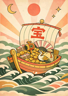 Treasure Ship in Wavy Seas