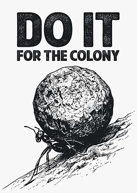 Ant Pushing Boulder for Colony