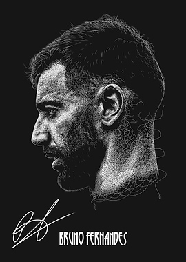 Bruno Fernandes Scribble Art Style With Signature