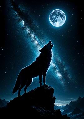 Wolf howling at the moon