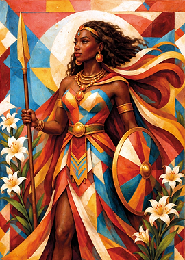 Warrior Woman with Spear and Shield