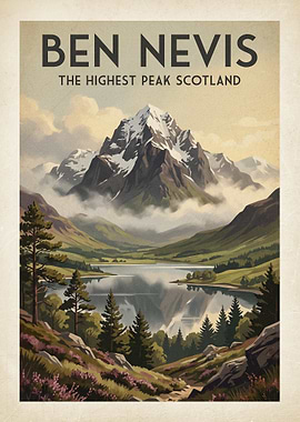 Ben Nevis Vintage Travel Poster