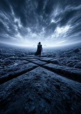 Lucifer in Desolate Landscape