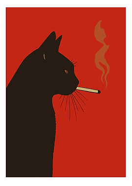 Black Cat Smoking Cigarette
