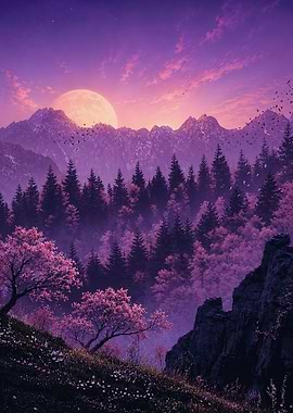 Enchanting Mountain Landscape at Dusk