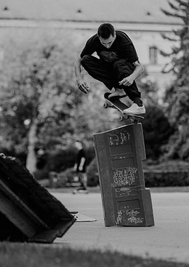 Skateboarder performing a trick