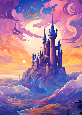 Fantasy Castle on a Mountain