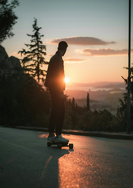 Skateboarder at Sunset