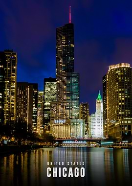 Chicago Skyline at Night