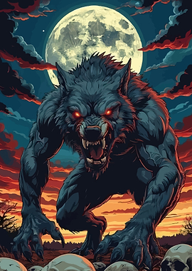 Werewolf under the full moon